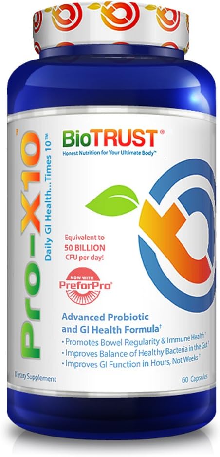 BioTrust Pro-X10 2.0 Probiotic Supplement | Immune System Support & GI Health Formula with Prebiotics | Gluten, Soy & Dairy free | Non GMO Probiotic Digestion Support Supplement| 60 Capsules