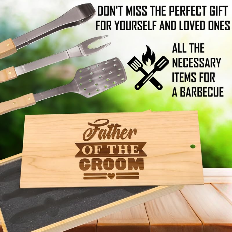 Juego de BBQ Father of the Groom con caja grabada miniatura 2