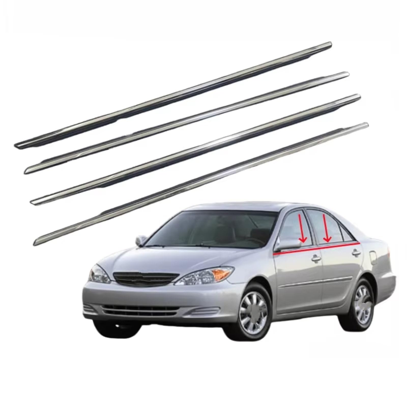 Per Camry 2001-2005 Guarnizione In Gomma Protettiva Per Vetri 75720-33080 4 Pezzi Gomma Per Vetri Per Finestrini Cromati Striscia Sigillatura Bordo Dell'auto