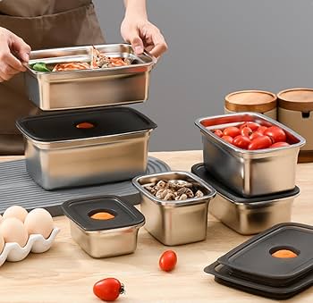 8個セット✖️ステンレス食品保存容器 蓋付き Amazon | BEFOY 小型ステンレススチール食品保存容器セット | 再