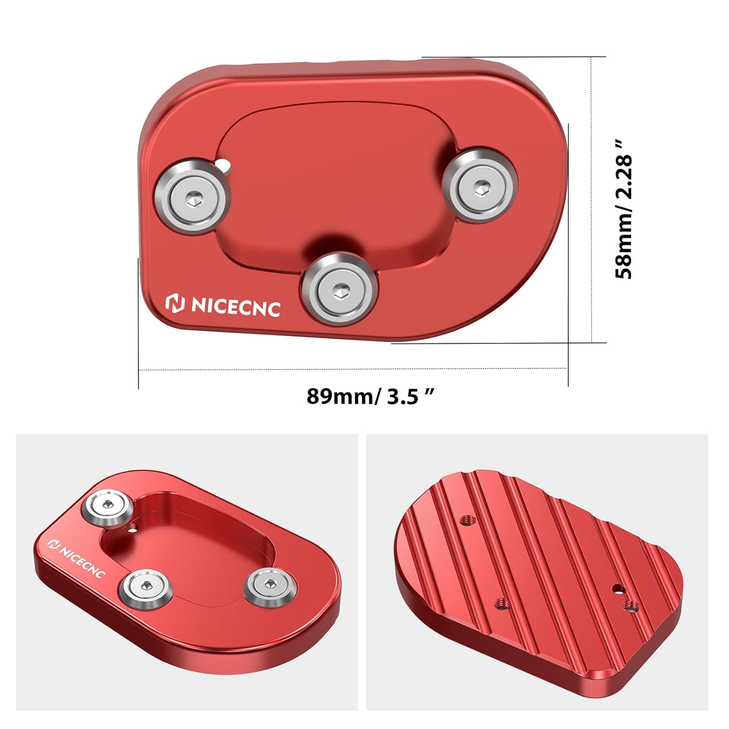 NICECNC Red Oil Level Gauge Dipstick Temperature + Side Stand Extension Kickstand Plate, See Fitment