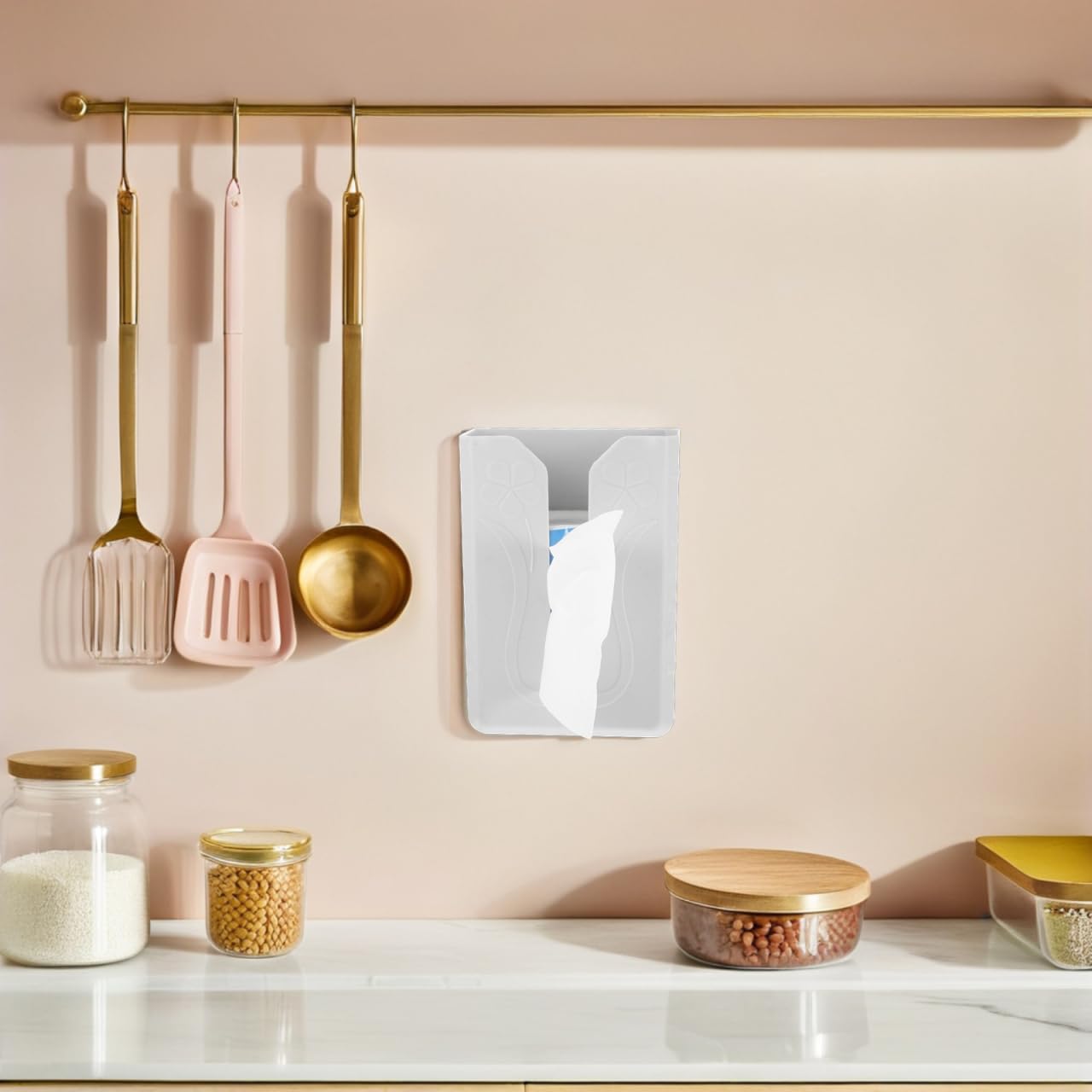UPKOCH Towel Dispenser Wall Mounted Paper Towel Dispenser No Drilling Wall Tissue Box No Trace Tissue Cosmetic Towels Paper Towel Kitchen Paper Dispenser Storage Box Grey - Image 4