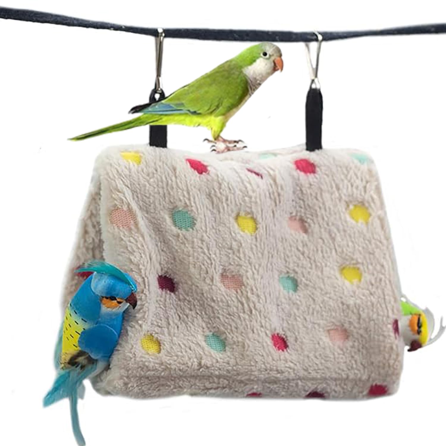 Nid D'Oiseau Hamac, Hamster Perroquet Suspendu Cage Tente, Nid d'Oiseau Chaud en Peluche, Mignon Hamac pour Animaux Doux avec Crochet, Hamac Jouet