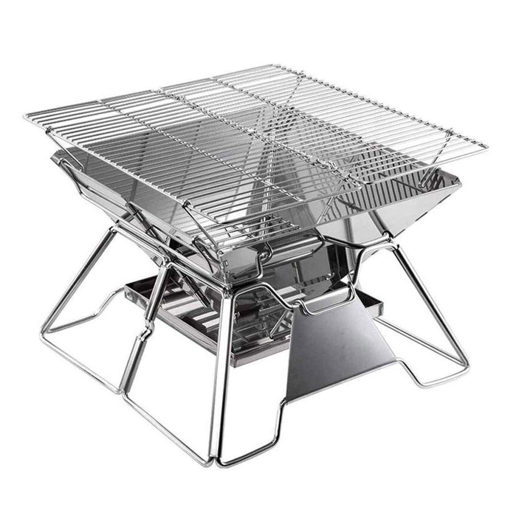 Supporto per barbecue, Ripiano for barbecue portatile, a carbonella for esterni pieghevole in acciaio inossidabile, balcone, feste, picnic, Facile da pulire