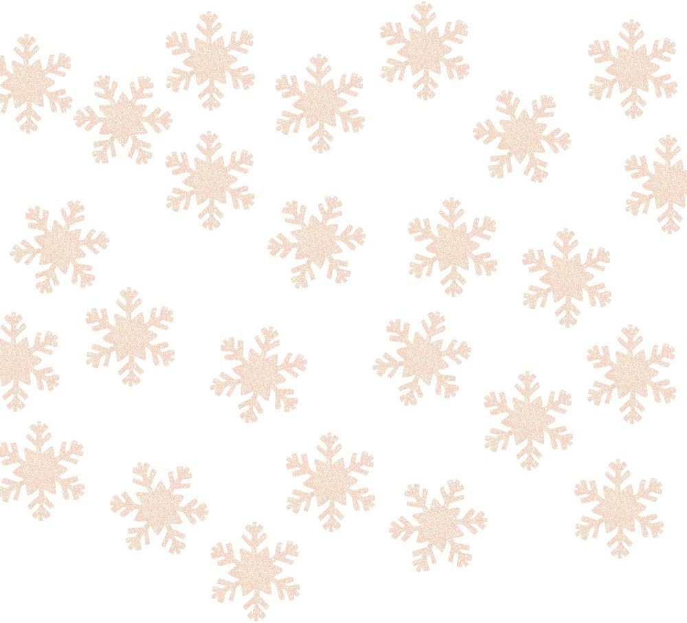 zeman 100pcs White Glitter Snowflake Confetti for Table,Table Scatter for Christmas Indoor Decorations Winter Holiday Wedding Years Engagement Party Decorations Frozen Decorations for Birthday Party
