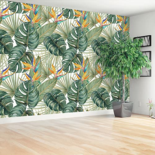 Papier peint plantes exotiques lavable protection murale durable