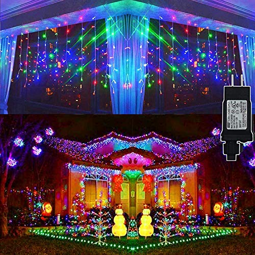 66ft Christmas Lights Decorations Outdoor, 640 LED 8 Modes Curtain Fairy Lights with 120 Drops,Plug in Waterproof Timer Memory Function for Christmas Holiday Wedding Party Decorations