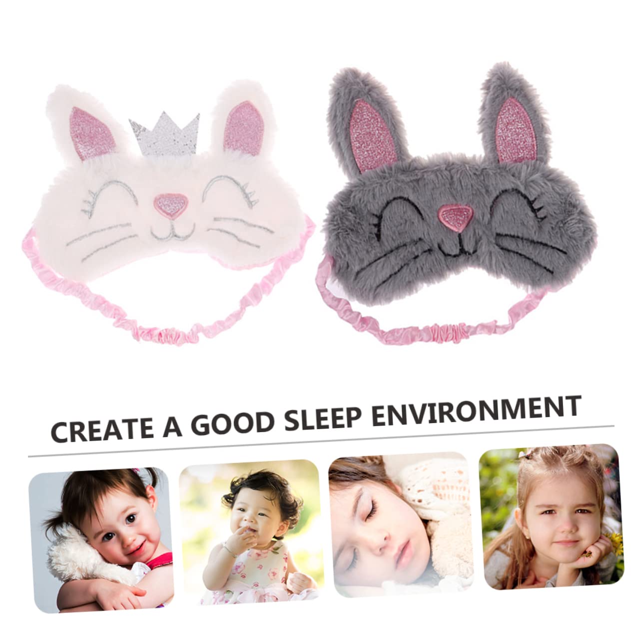 minkissy 6pezzi Maschera Occhi Peluche Per Dormire Forma Di Coniglio Di Morbida e Traspirante Per Adulti Migliora La Qualità Del Sonno e Rilassa Gli Occhi