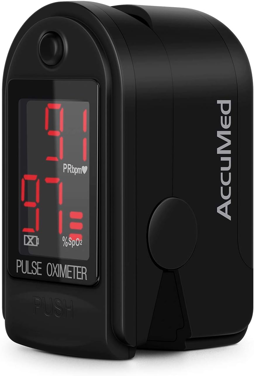 AccuMed CMS-50DL Pulse Oximeter Finger Pulse Blood Oxygen SpO2 Monitor (Black)