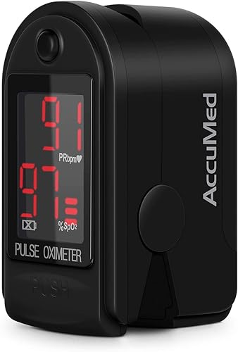 AccuMed CMS-50DL Oxímetro de pulso Pulso de dedo Oxígeno en sangre SpO2 Monitor (negro)