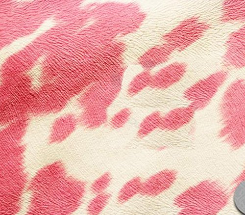 Suede Velvet Fabric Udder Madness Upholstery Cow Print 54" Wide Sold by The Yard (Pink)