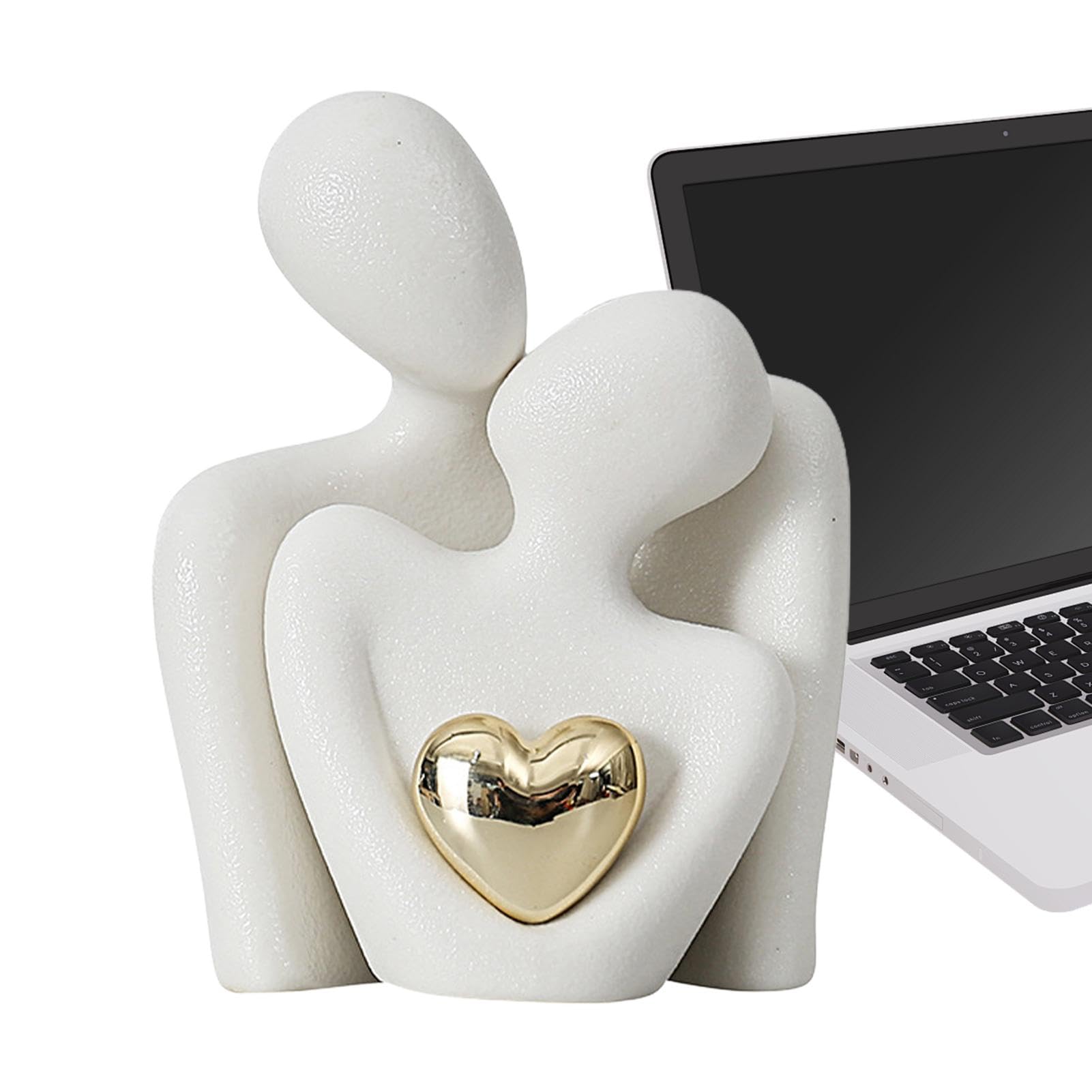 Adornos para abrazar a la pareja - figuras de pareja enamoradas, escultura de cerámica moderna, figura abstracta romántica | Figuritas de pareja estéticas, manualidades para entrada, estantería, dormi