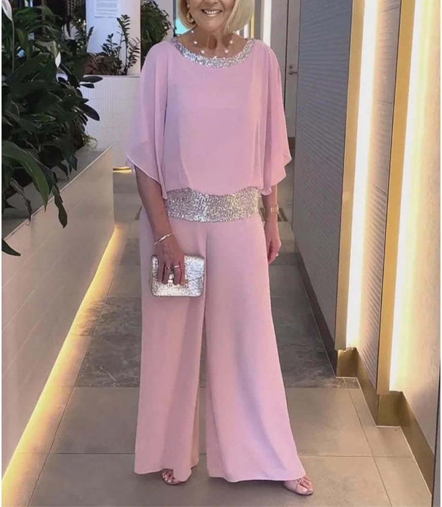 Trajes de pantalones formales para mujer, fiesta de noche de invitados de boda, elegante traje de pantalones de 2 piezas de gasa, trajes formales