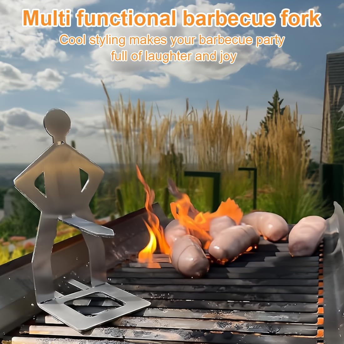 1 PCS Set di accessori per barbecue, funzione posate da barbecue integrata, accessori per barbecue a carbonella e a gas, strumenti di cottura, posate da barbecue multifunzionali