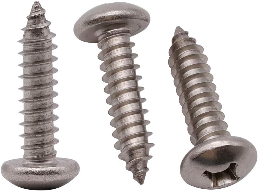 #6 x 1/2" (100 Pack) Stainless Steel Phillips Pan Head Wood Screws, Stainless Steel 304 (18-8), Pan Head Sheet Metal Screws Self Tapping for Wood
