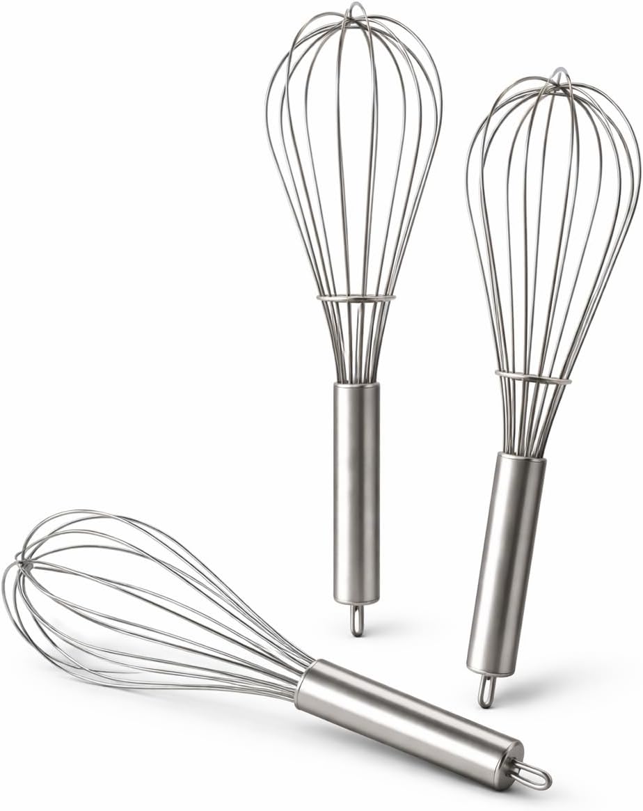 Stainless Steel Balloon Whisk Set, Wire Whisks for Mixing, Baking and Cooking, Heavy Duty Hand Whisk, 1 Pack