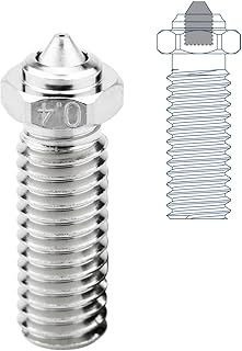 Upgrade Bimetal My Nozzle 0.4 Hardened Steel Plated Copper Compatible with Volcano Heater Block hotend Genius Pro Sidewinder SW X1 X2 FLSUN SR AC Vyper Kobra Max/Plus, Kobra 2 3D Printer (0.4mm)