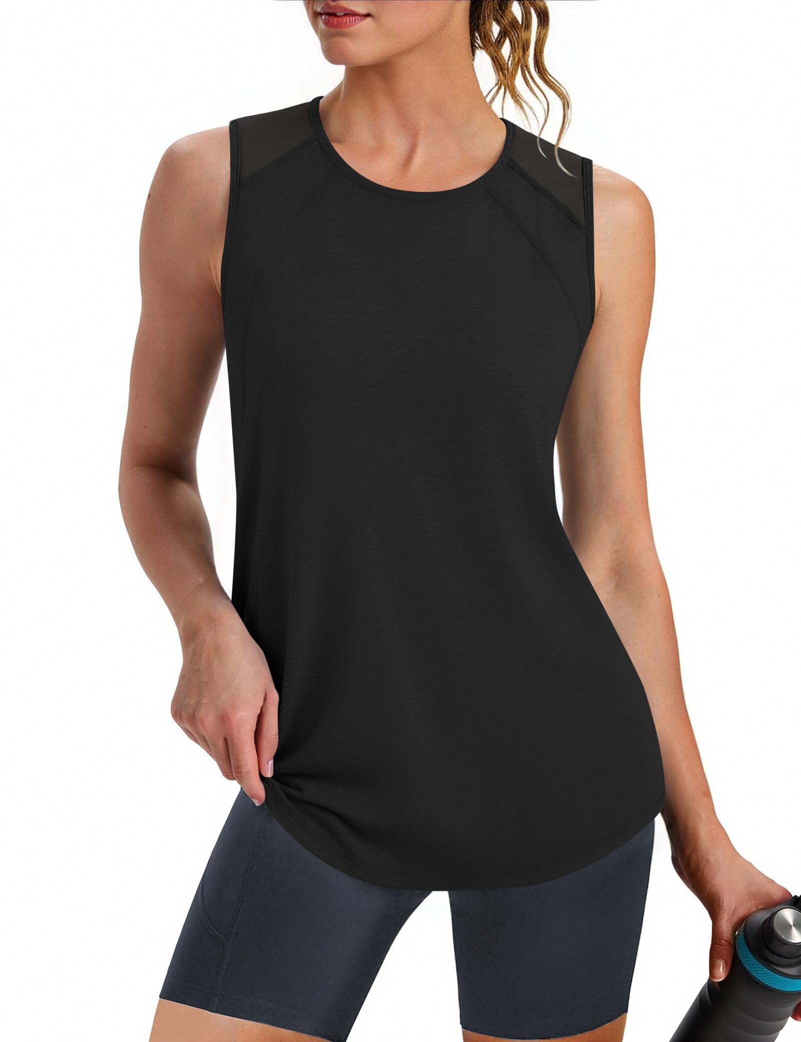Gyabnw Sport Top Damen Sporttop Ärmellos Sportshirt Tanktop Sommer Funktionsshirt Laufshirt Lauftop Funktionstop XS-3XL