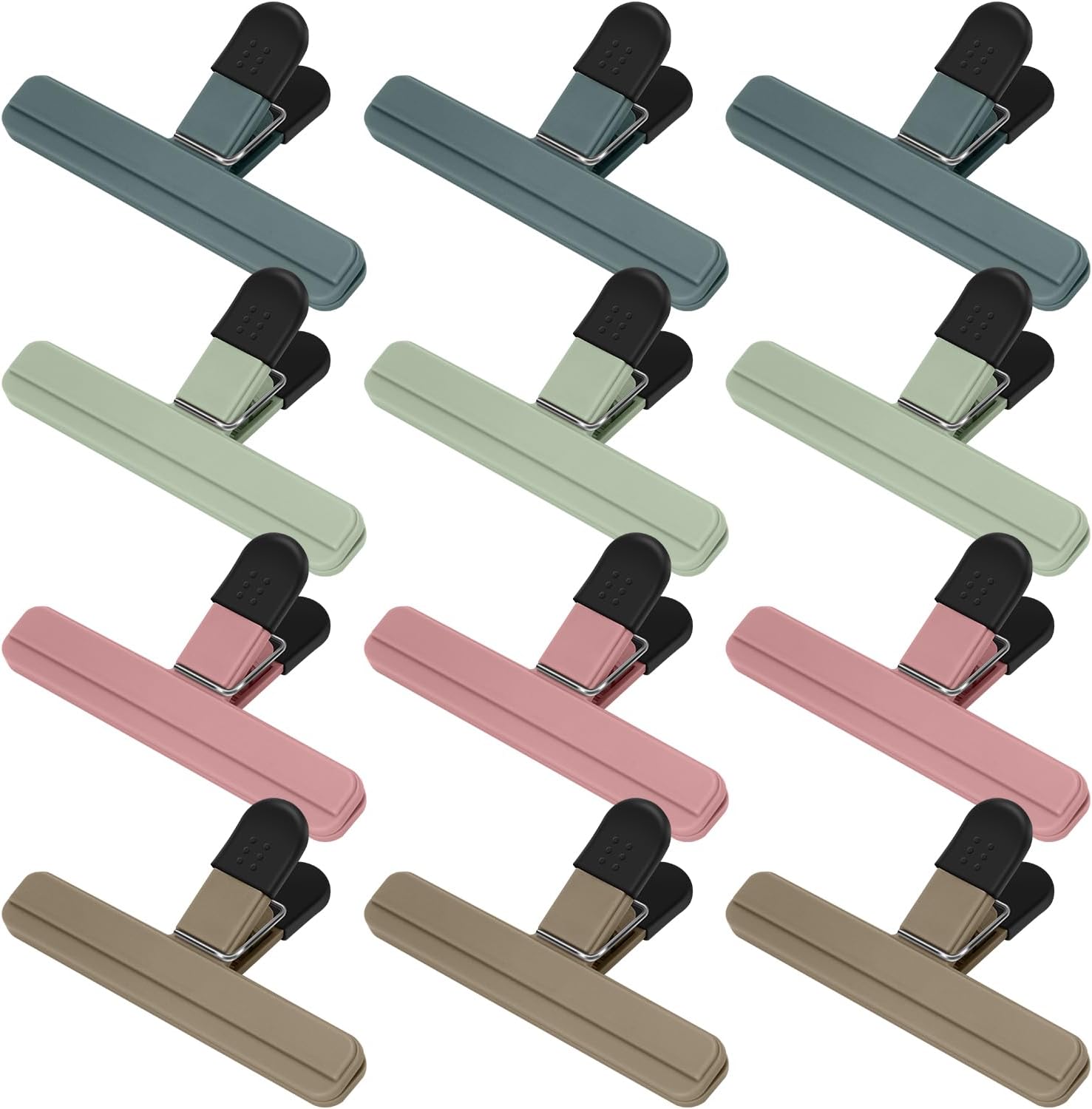 TACGEA Large Chip Clips, 6 Pack Upgrade Wide Open Bag Clips for Food Storage with Air Tight Seal Grip, Neutral Color