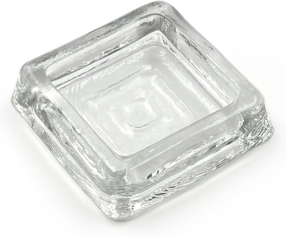 Set of 4 Clear Glass Furniture Coasters – 2 1/2 x 2 1/2” Square Handcrafted Caster Cups for Chairs, Tables, Sofas – Durable Floor Protectors for Hardwood, Tile, Carpet, Slate - Furniture Cups by A29