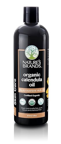 Nature's Brands Herbal Choice Mari - Aceite portador de caléndula orgánico (botella de 16 onzas líquidas), sin productos químicos sintéticos tóxicos
