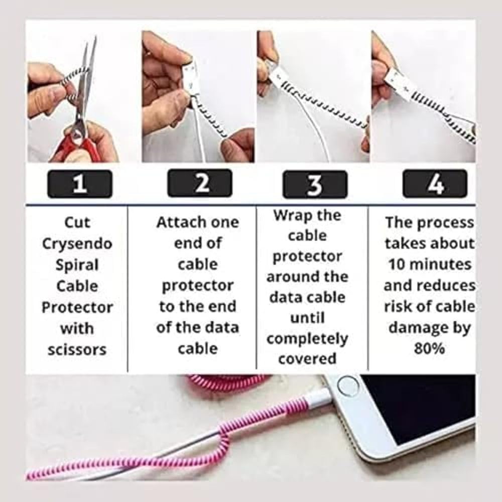 On Blow Spiral Cable Protector (3 Pcs) 1 Meter | Cable Cord Charger Protector Saver Winder for Charging Cables Earphones 3