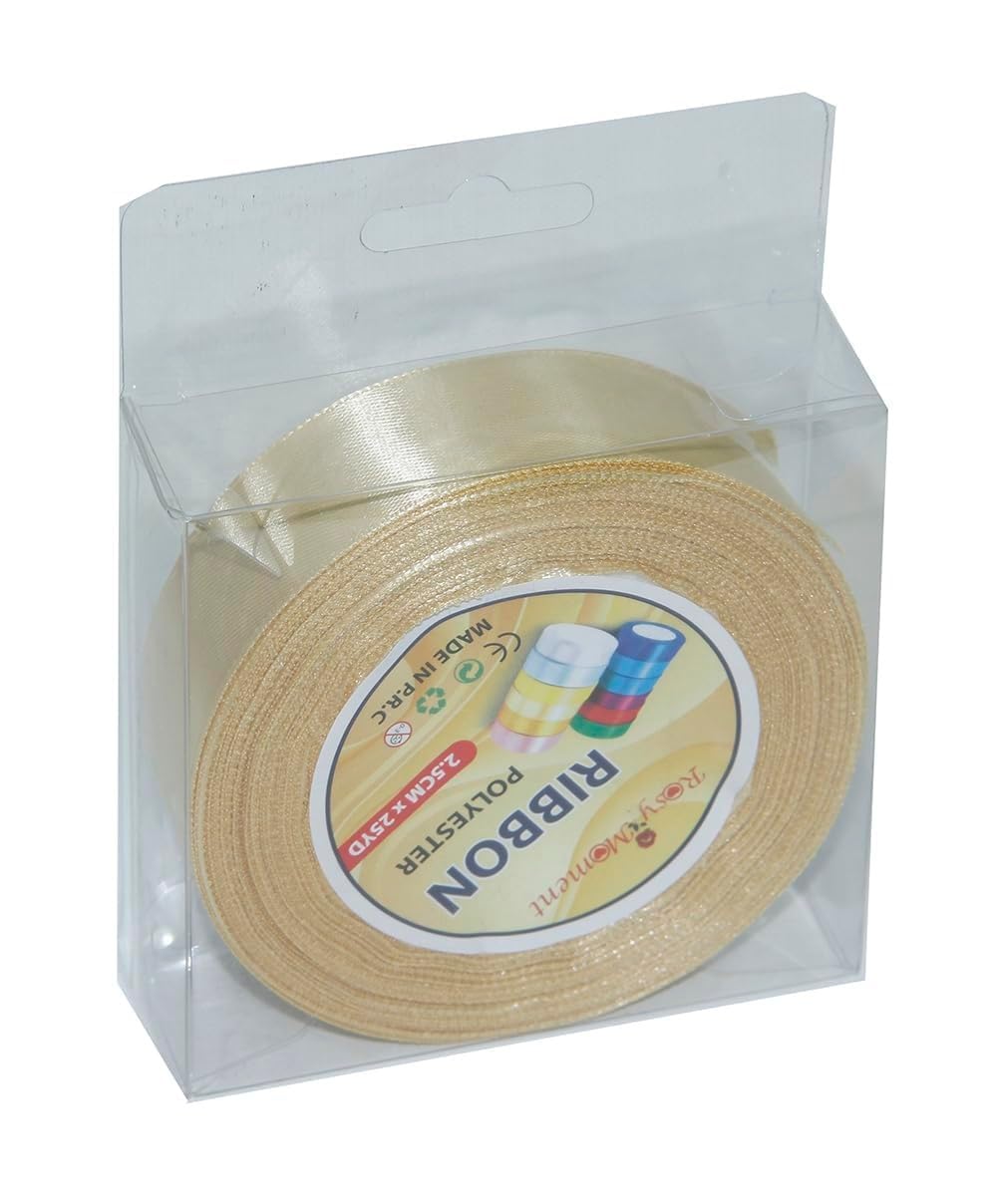 ribbon satin fabric ribbon for gift package wrapping hair bow clips making crafting sewing wedding decorations width 2.5cm*25yards-7389ColorGolden