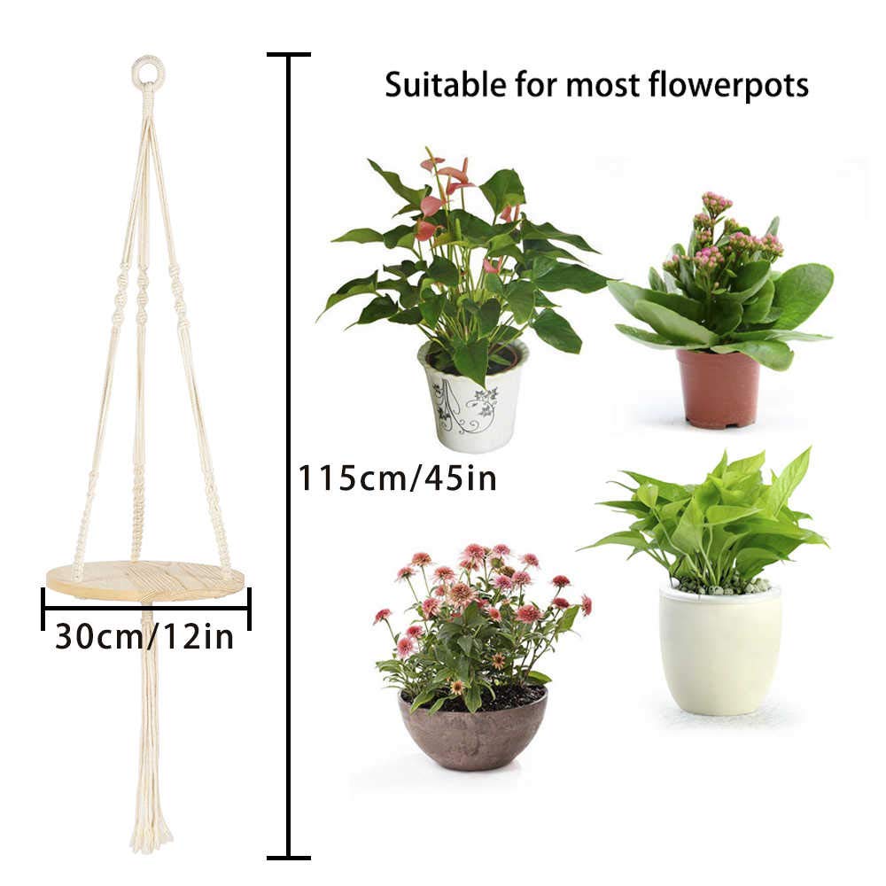 Buy Hanging Baskets Macrame Shelf er Hanger with Wooden Bohemian