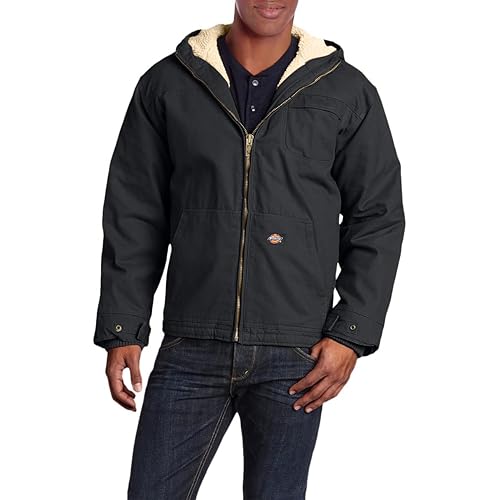 Dickies Men's Regular Big-Tall Sanded Duck Sherpa Lined Hooded Jacket