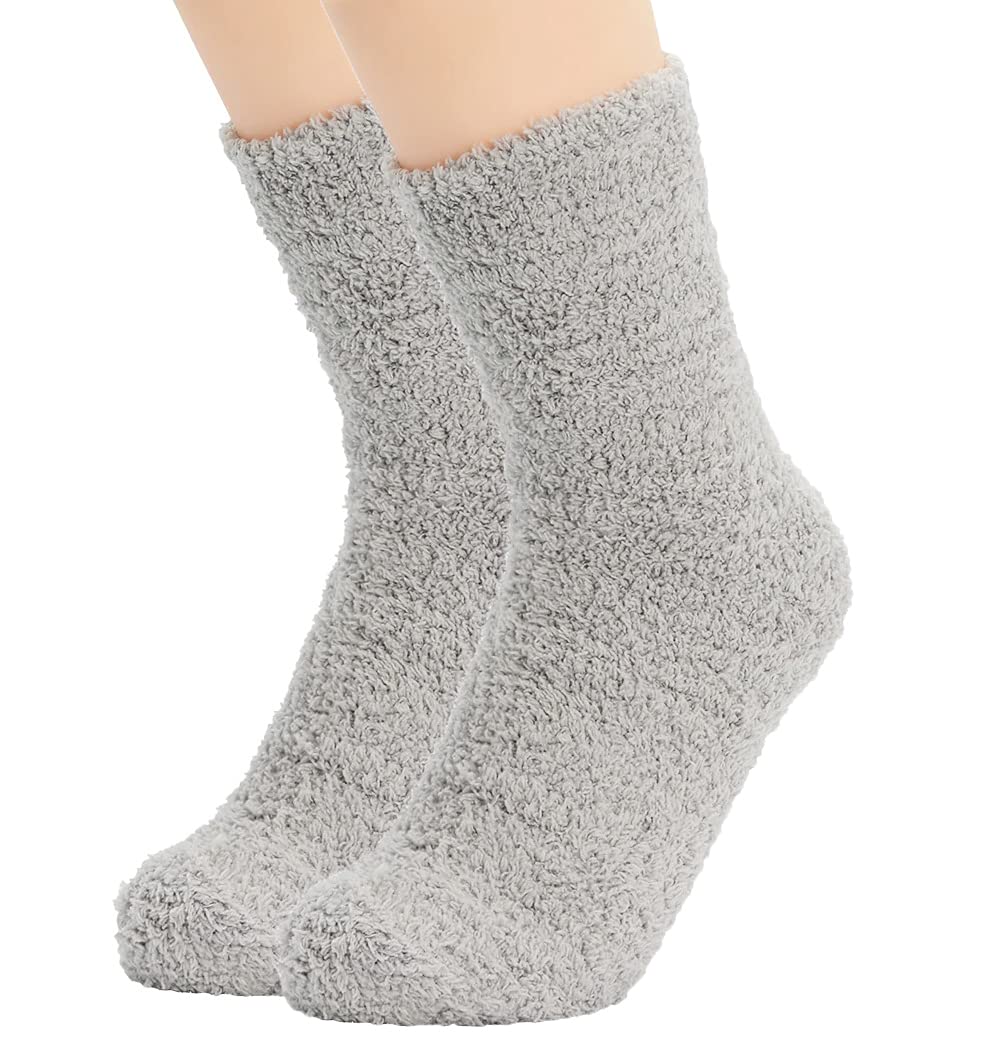 Tc The Cheers Unisex Light Grey Snuggle Socks - Extremely Cozy Terry Fluffy Winter Socks (Light Grey)