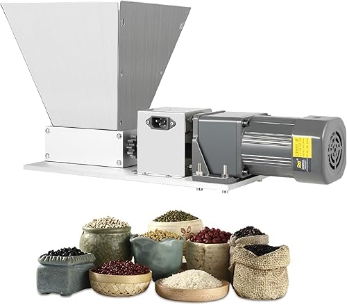 Molinillo eléctrico de granos, molino de grano de acero inoxidable, molinillo de cebada, trituradora de malta, 2 rodillos, cereales secos, molinillo