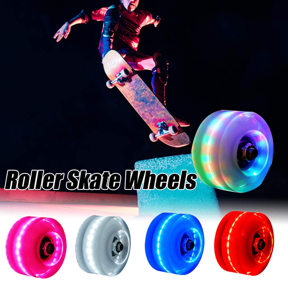 Set De 4 Roues LED Lumineuses Pour Patins à Roulettes – 58x32mm, Dureté 82A – Blanc, Bleu, Rose, Rouge, Coloré