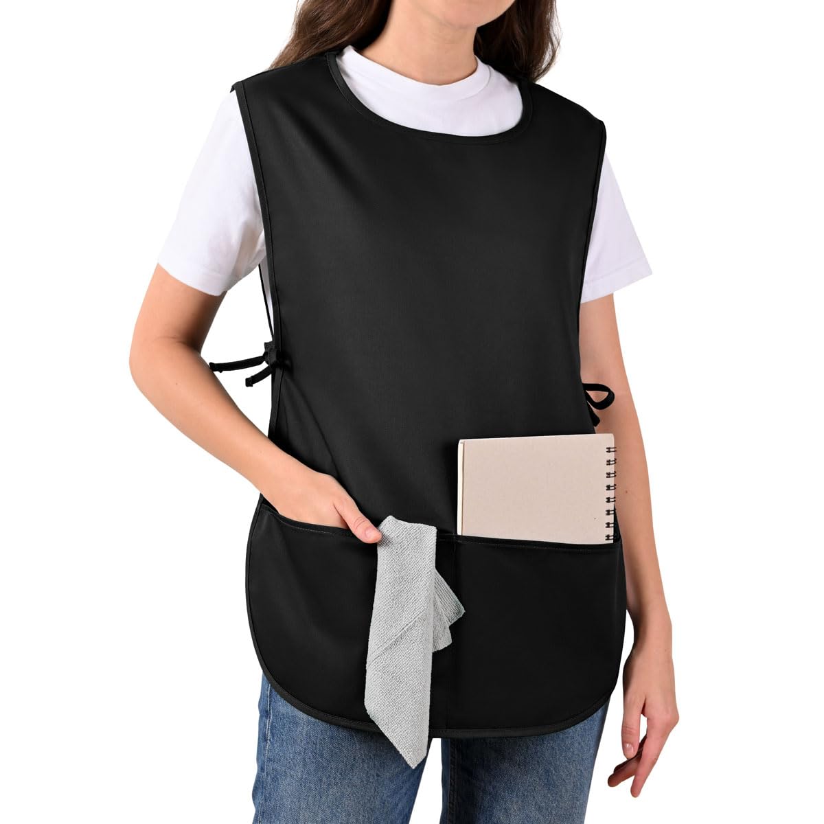 ROTANET Cobbler Apron for Women Men with 2 Pockets Waterproof Art Smock Aprons for Painting Hairstylist Cleaning Adults