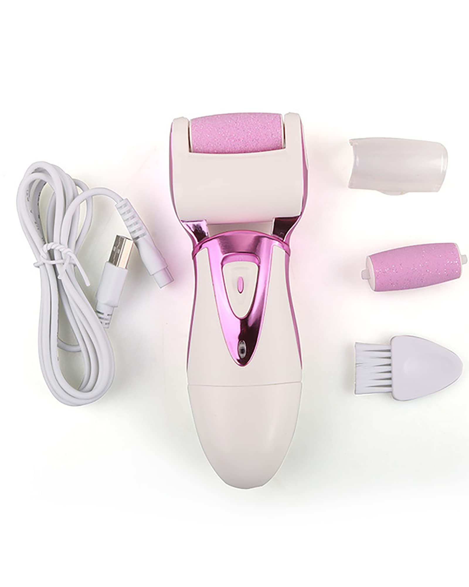 Lima eléctrica portátil para Quitar Callos de pies con 2 Rodillos y Herramienta para el Cuidado de los pies de Callos y pies agrietados, Rosa (Rosa)