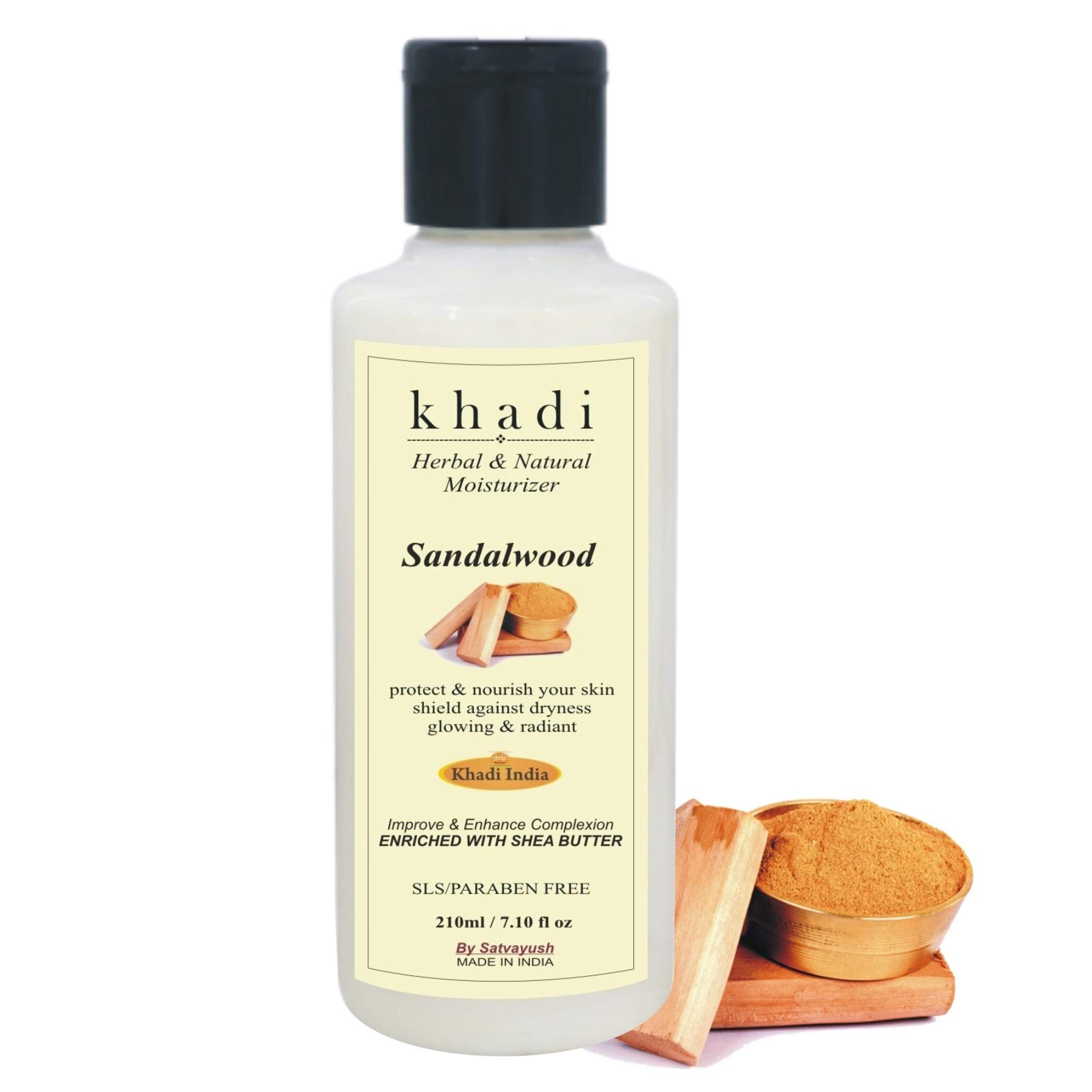 Satvayush Khadi Sandalwood Moisturizer Natural & Herbal - for all type of skin 210 ml