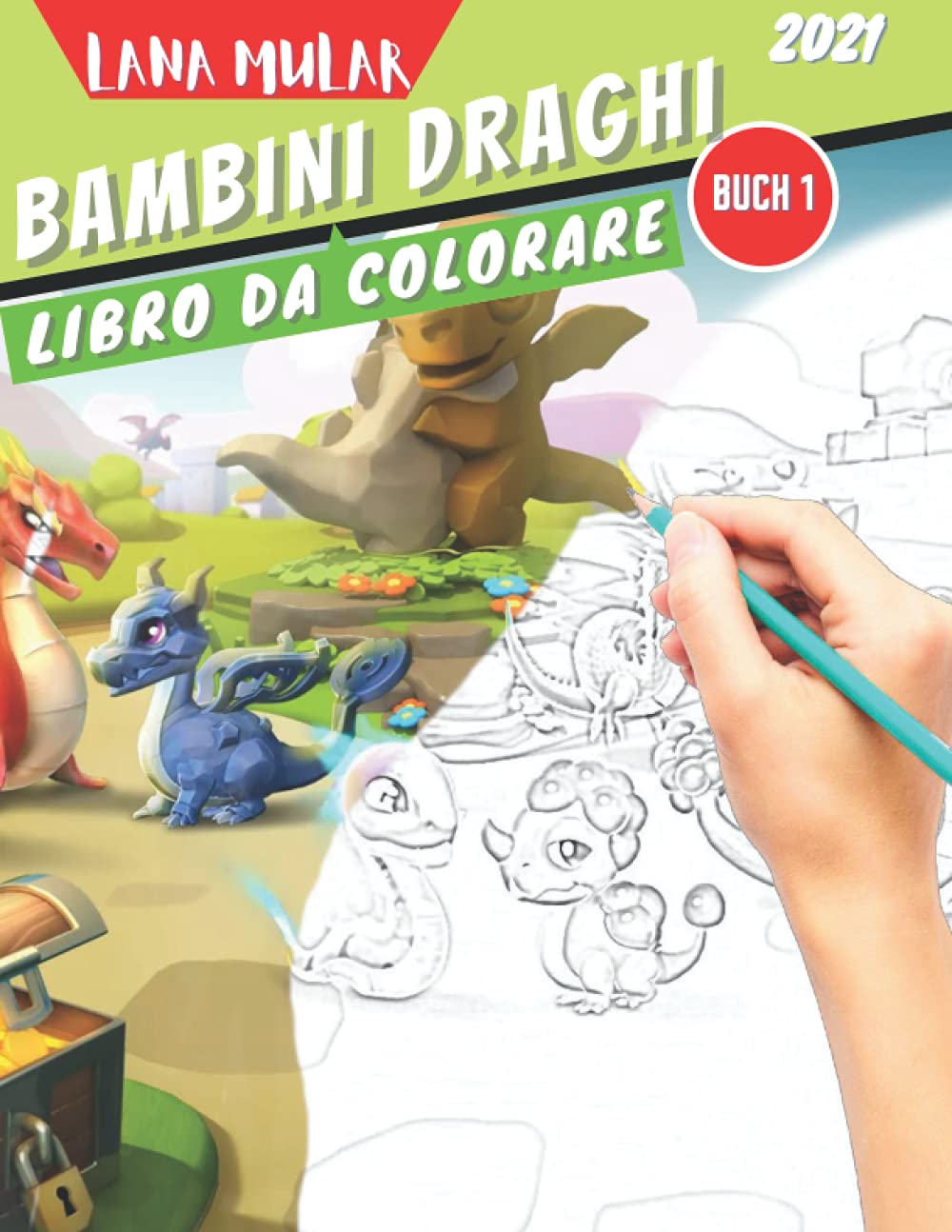 BAMBINI DRAGHI: LIBRO DA COLORARE : Simpatici draghi colorati adorabili da colorare per bambini, ragazzi e ragazze dai 4 ai 12 anni 8,5x11
