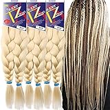Pre-Stretched Braiding Hair Extensions – 48 Inch Long Unfolded – 6 Bundles Total – Xpression 100% Kanekalon Hair Extensions – TZ Braid Hair Extensions – Pre-Cut and Pre-Combed Synthetic Hair (613)