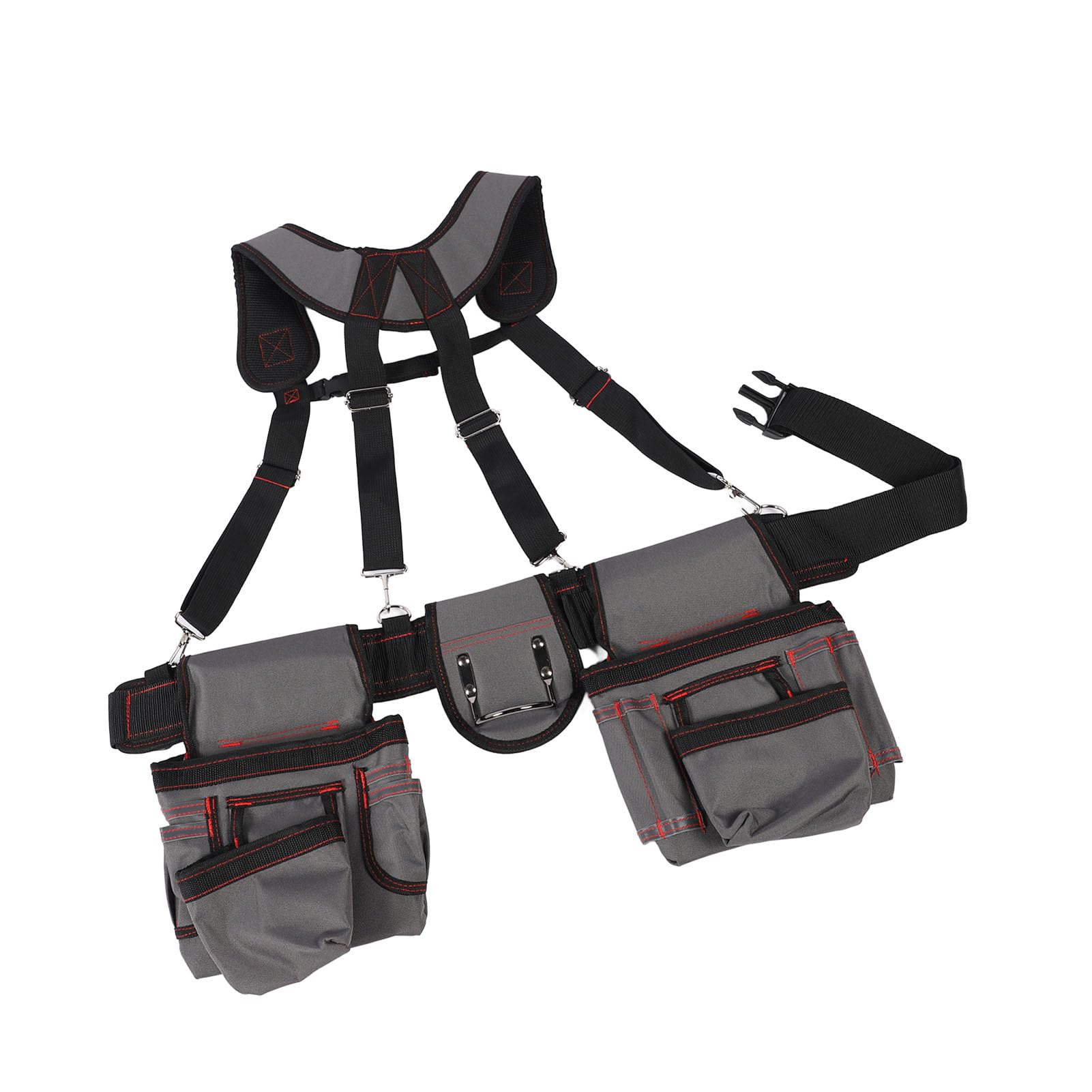 Ceinture à Outils pour Hommes, Ceinture à Outils Professionnelle, Pochette de Charpentier Robuste avec Bretelles, Porte-marteau et Poches Polyvalentes, en Polyester et Nylon, Réglable pour