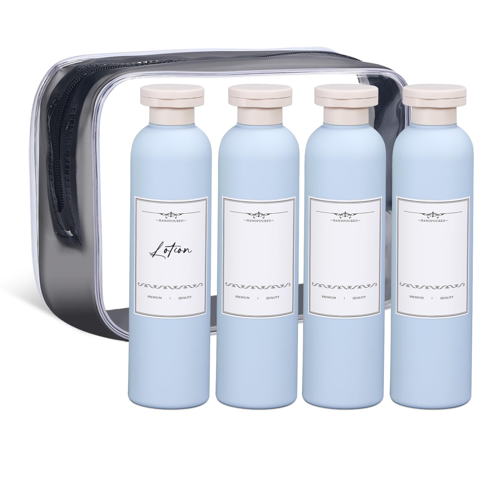 ASEVAT 8.8 oz Plastic Travel Refillable Shampoo Bottles, Empty Squeeze Bottles with Flip Cap, Travel Containers for Shampoo, Conditioner, Lotion,