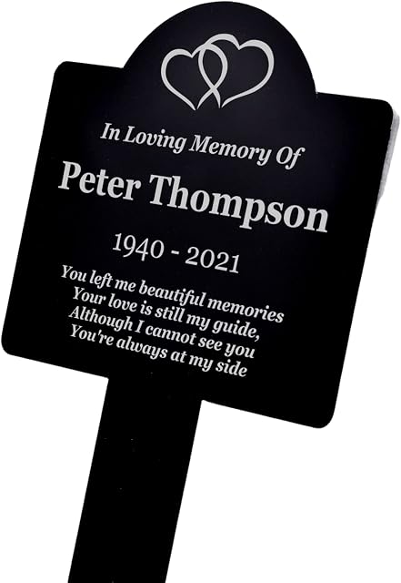 OriginDesigned Personalised Bereavement Gifts. Memorial Plaques With Custom Text, Gardens Ground Stake Or Grave Ornaments - Acrylic, Waterproof and Hard Wearing. Shipped Globally.