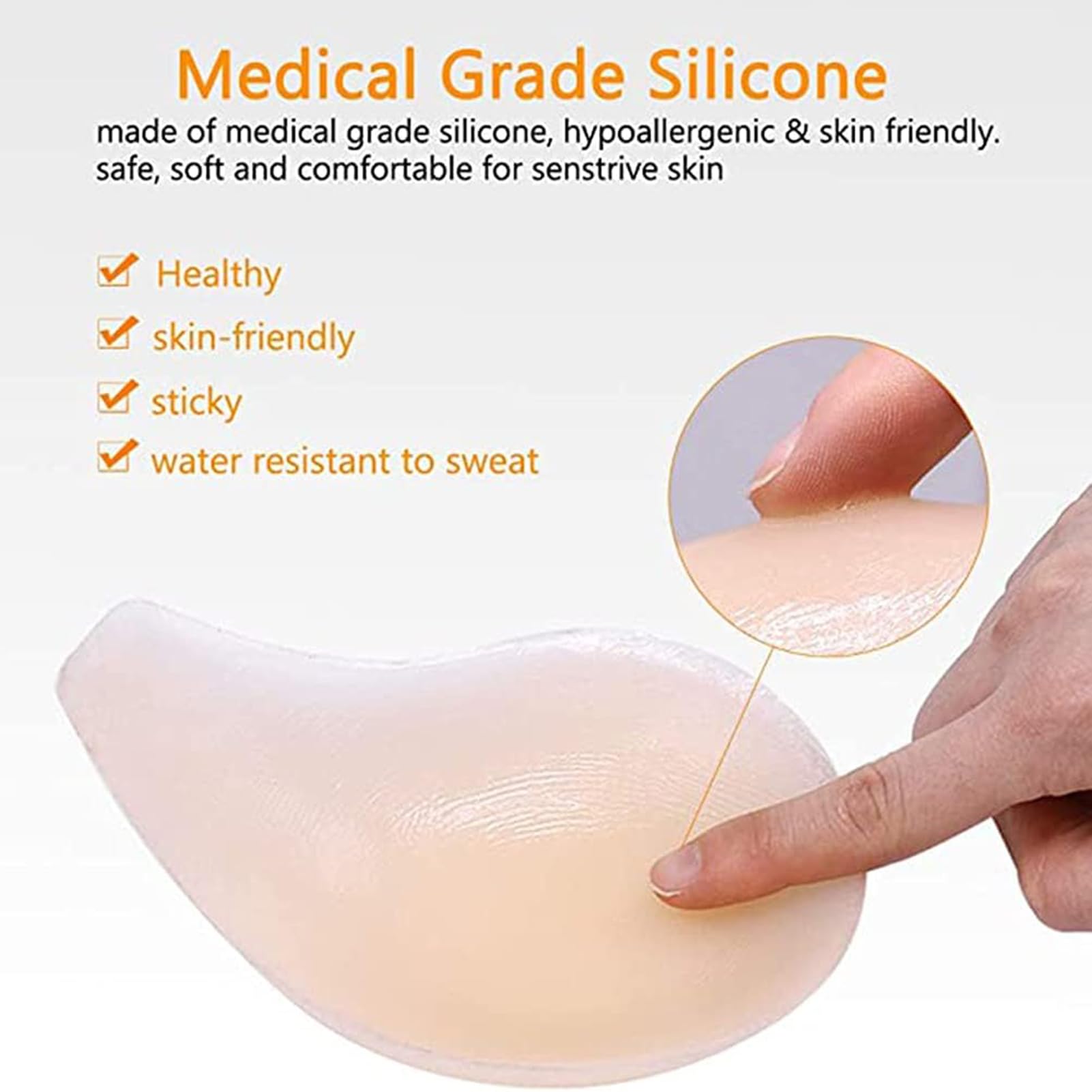 Prothèse Mammaire en Silicone Adhésive Simple Face for Rehaussement Asymétrique Et Soutien Après Mastectomie