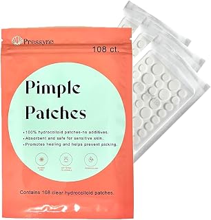 Pimple Patches - 108 Count Hydrocolloid Acne Patches for Face, Zit Stickers for Blemishes, Spot Treatment for Fast Absorption & Overnight Care