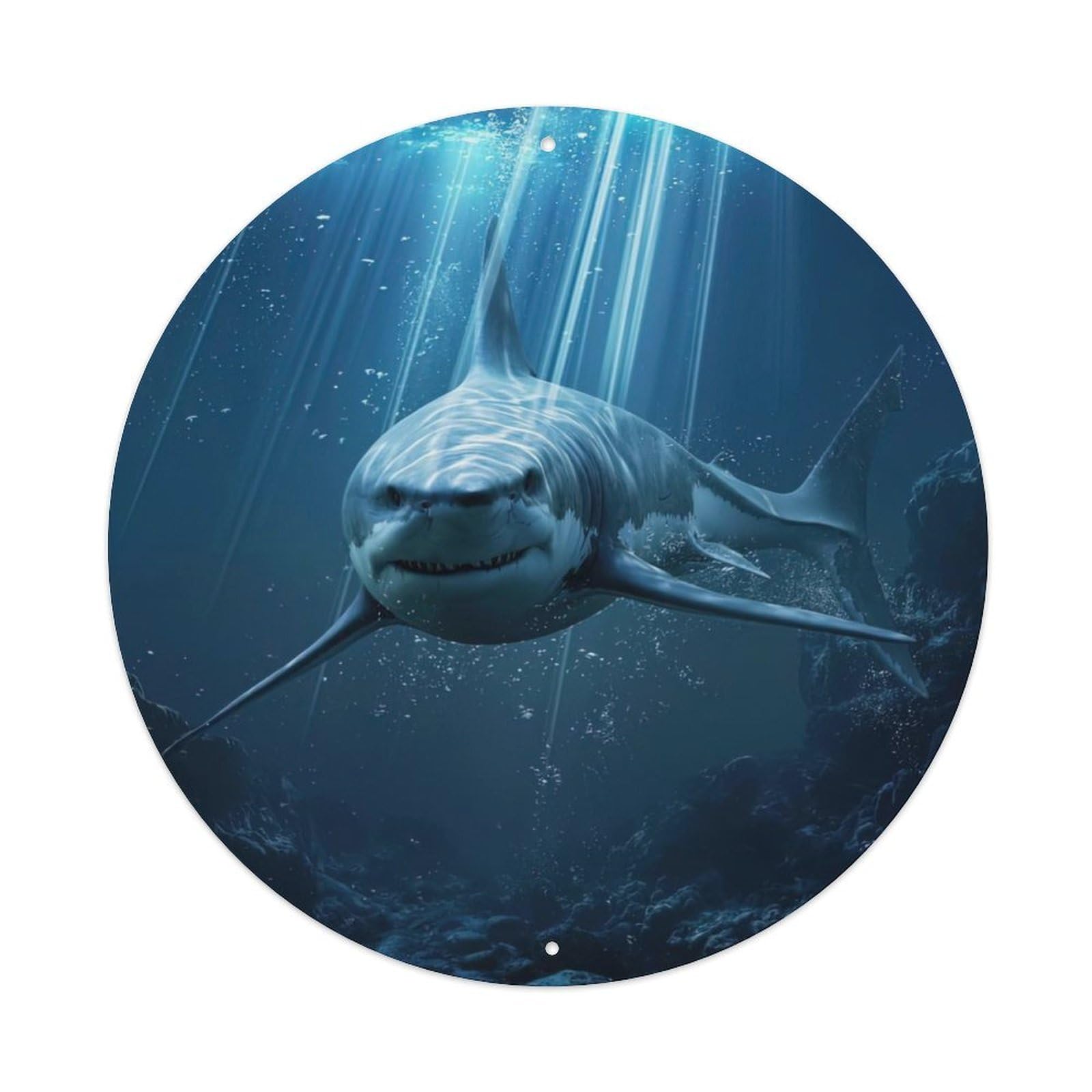 Animal Artwork Great White Shark Vintage Metal Tin Sign Plaque Wall Decor for Cafe, Club Bar, Office, Garden Metal Poster 8x8Inch