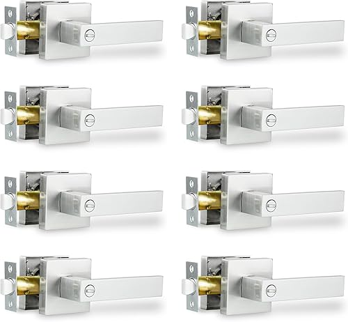 Miniatura 17 de Paquete de 2 manijas de puerta interior de privacidad, manijas de puerta resistentes color negro mate, perillas cuadradas para dormitorio y baño