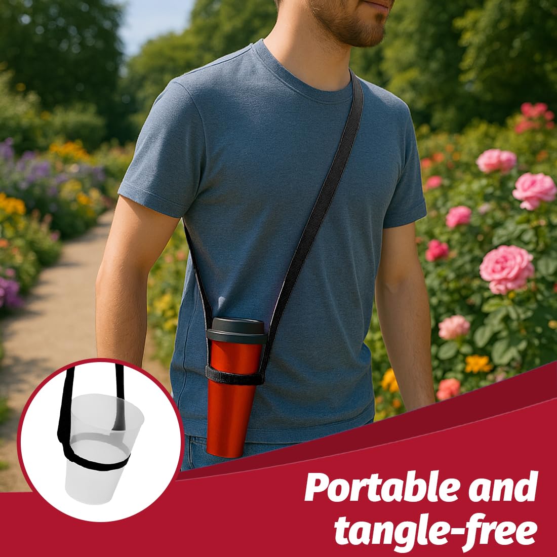 4 PCS Portavasos de Cerveza y Refrescos,con Correas 4, Portavasos de Cerveza Reutilizables para Festivales, Conciertos y Eventos al Aire Libre, Negro