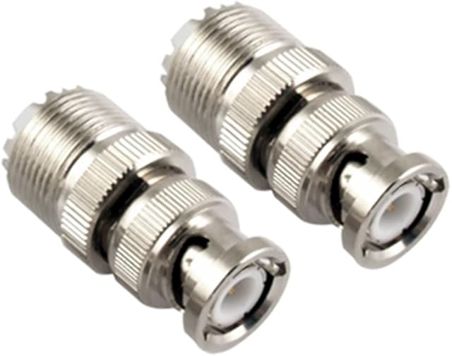 sourcing map BNC Male To UHF SO239 Female RF Coaxial Adapter Connector Galvanized Plated 2pcs