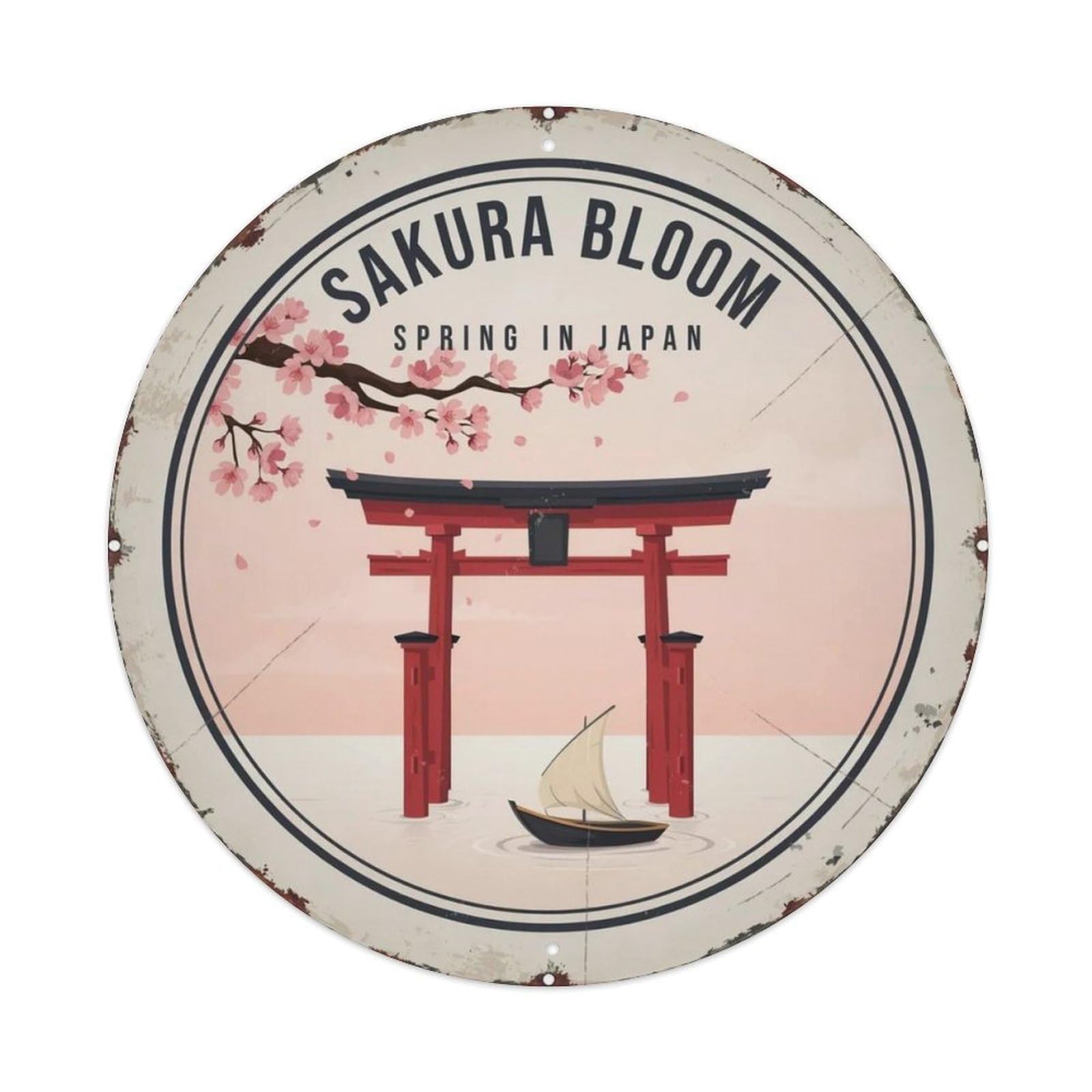 Sakura Bloom Ukiyo-e Metal Tin Sign Plaque