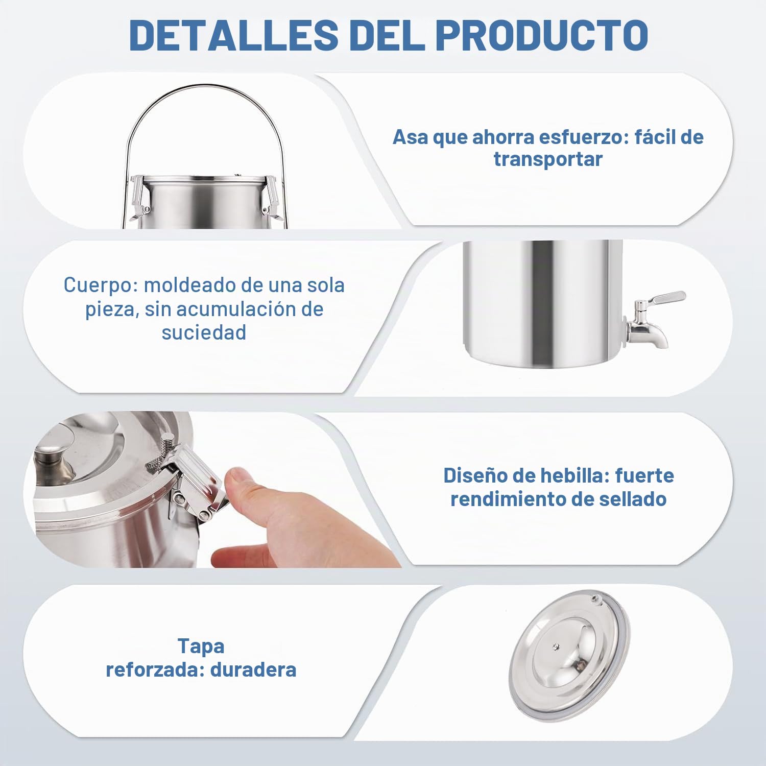 YUCHENGTECH 304 Acero Inoxidable La Leche Puede 5L | Cubo De Transporte De Leche con Asa, Tapa Sellada y Grif
