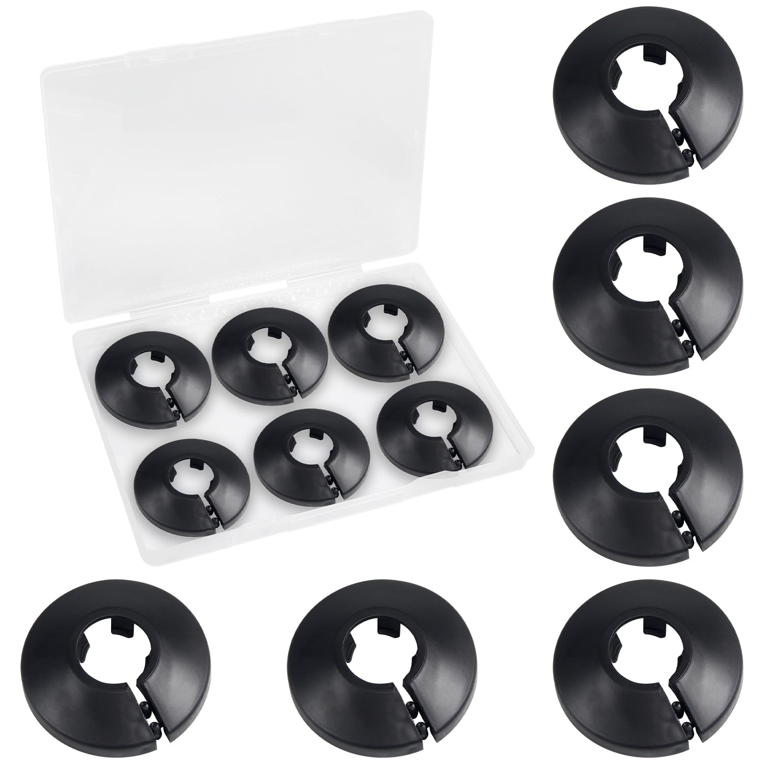 Mromax Black 0.63"/16Mm Pipe Cover, Pipe Collar Flange Pipe Hole Collars For Radiator, Wall Pipe Tube Decoration 6Pcs