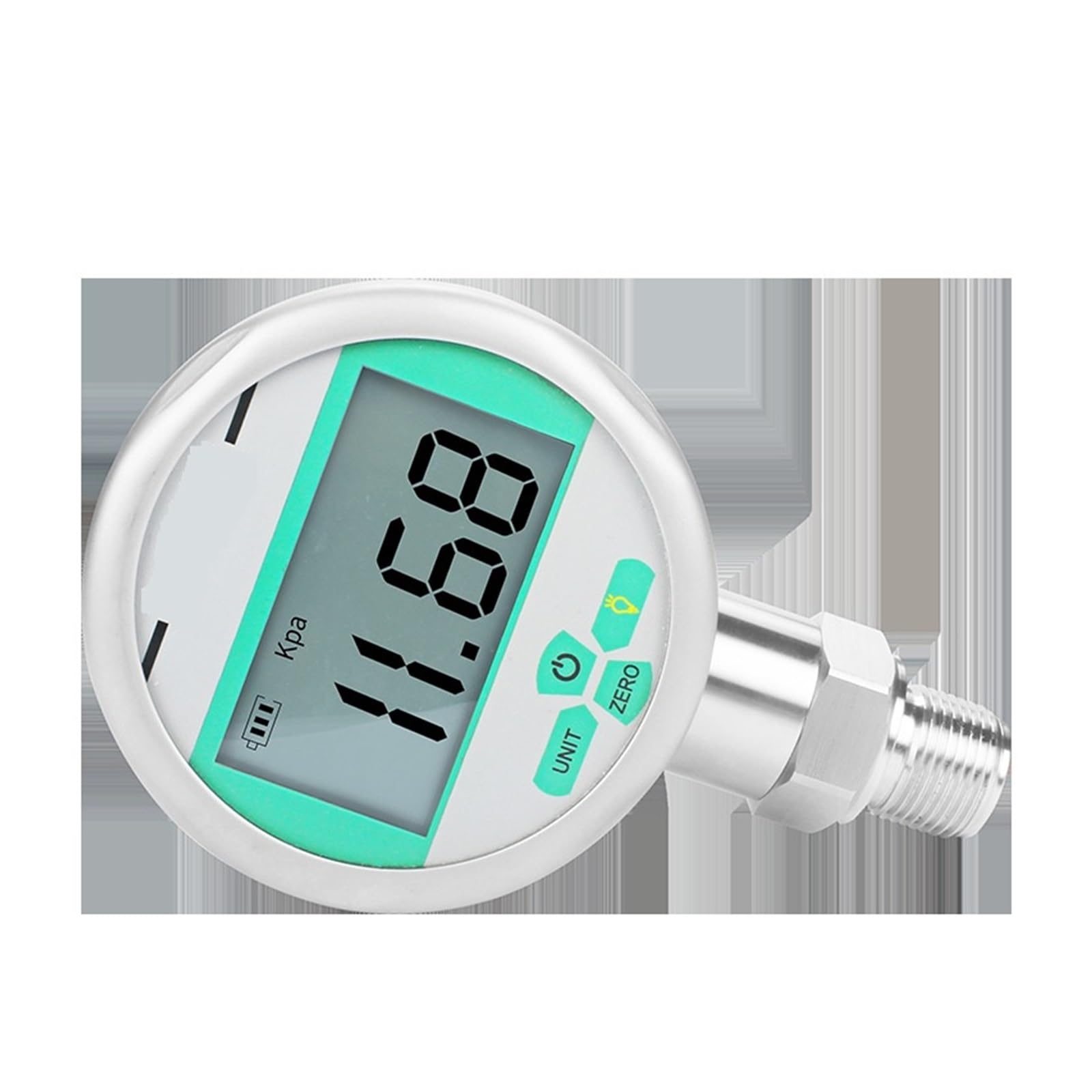 VChics Manómetro de presión hidráulica Digital de 0-100Mpa con diafragma de Temperatura 304 LCD manómetro de Combustible líquido de Gas de Acero Inoxidable(G1-2,0-10MPa)